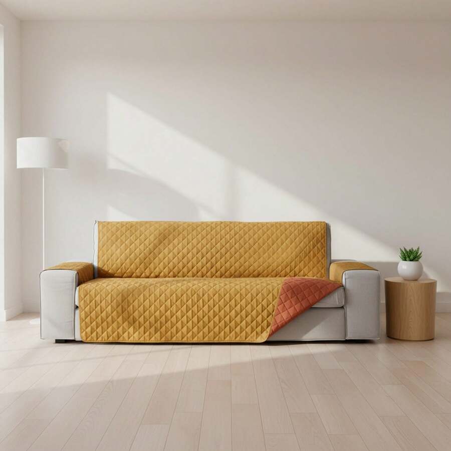 Kiva Padded And Reversible 3-Seater Sofa Cover, Various Colors Available - Premium Sofa Protector, Fitted, Durable And Elegant Material - 挪威芥末 - 查看 1