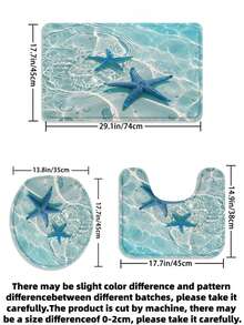 1/3/4件套蓝色海星透明海水印花浴帘浴室套装,夏季热带海岸风浴室窗帘,防水耐用现代家居浴室装饰浴帘,72英寸*72英寸浴室隔断浴帘,包含12个挂钩,浴室配件 - 包括马桶盖、浴垫和地毯,采用涤纶面料 - 可水洗,适用于家庭浴室/酒店/西式/度假屋/房车/海洋风格浴室装饰,四季皆宜,公寓必备,乔迁礼物,母亲节礼物 - 海星 - 查看 13