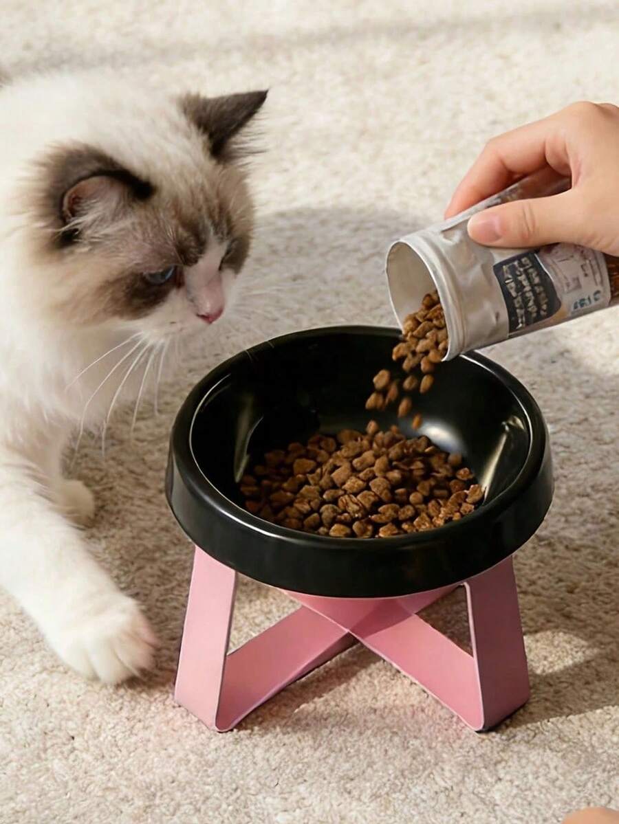 15°傾斜防嘔吐寵物高腳碗，高腳貓狗碗，寵物食碗，設計保護頸椎與脊椎，防滑寬底，塑膠材質，適合貓與小型犬，適用於濕食與乾食，實用寵物禮物 - 多色 - 查看 1