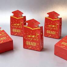 10pcs/Pack Graduation Party Favor Gift Candy Cookie Box, 3D Boxes With Doctorate & Bachelor Hats - View 9