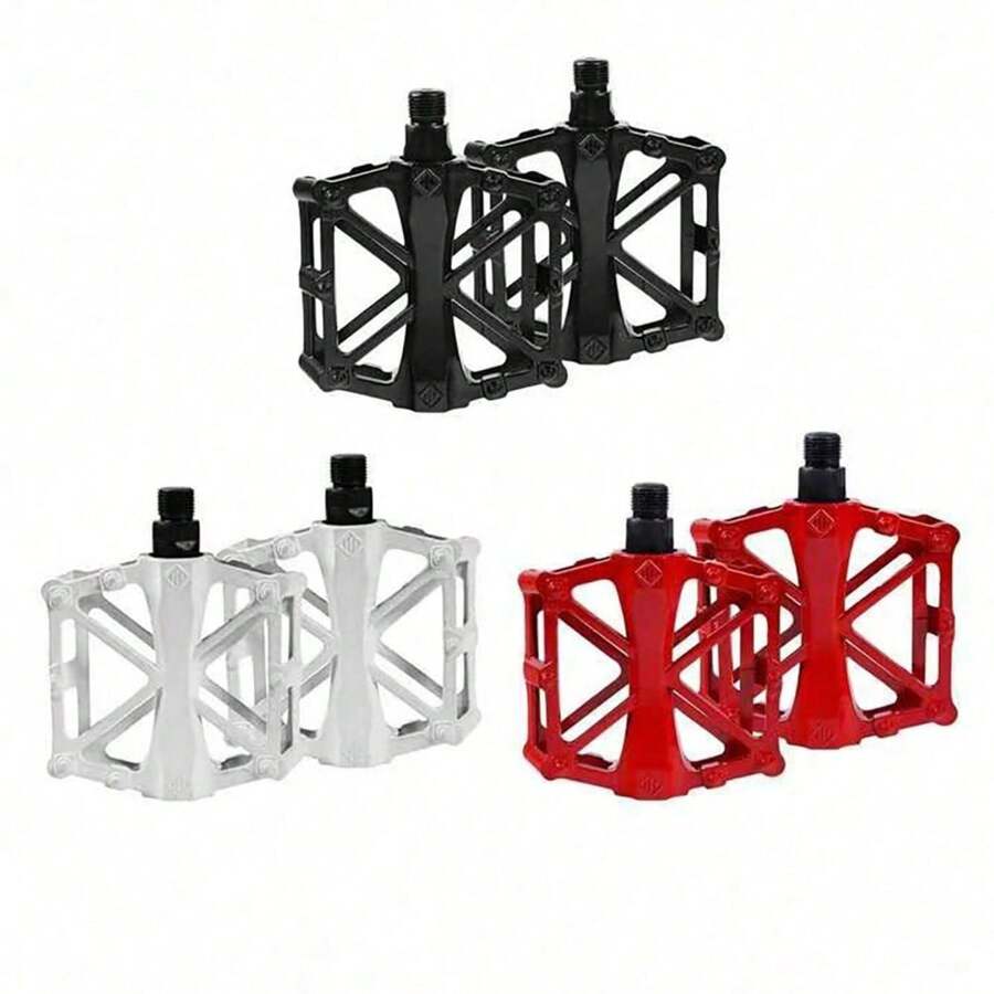 1 Pair 9/16" Bicycle Pedals, Suitable For Mountain Bikes, Road Bikes, Equipped With 16 Anti-Slip Studs - Lightweight Aluminum Alloy Flat Platform Pedals, Applicable For Touring Bikes, Road Bikes, Etc. - Multicolor - View 1