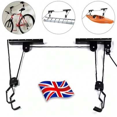 Bicycle Bike Ceiling Hanger Lift Pulley Hoist Garage Rack Storage Stand UK
