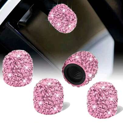 4个镶钻轮胎气门嘴帽，通用汽车轮胎气门盖水晶水钻装饰