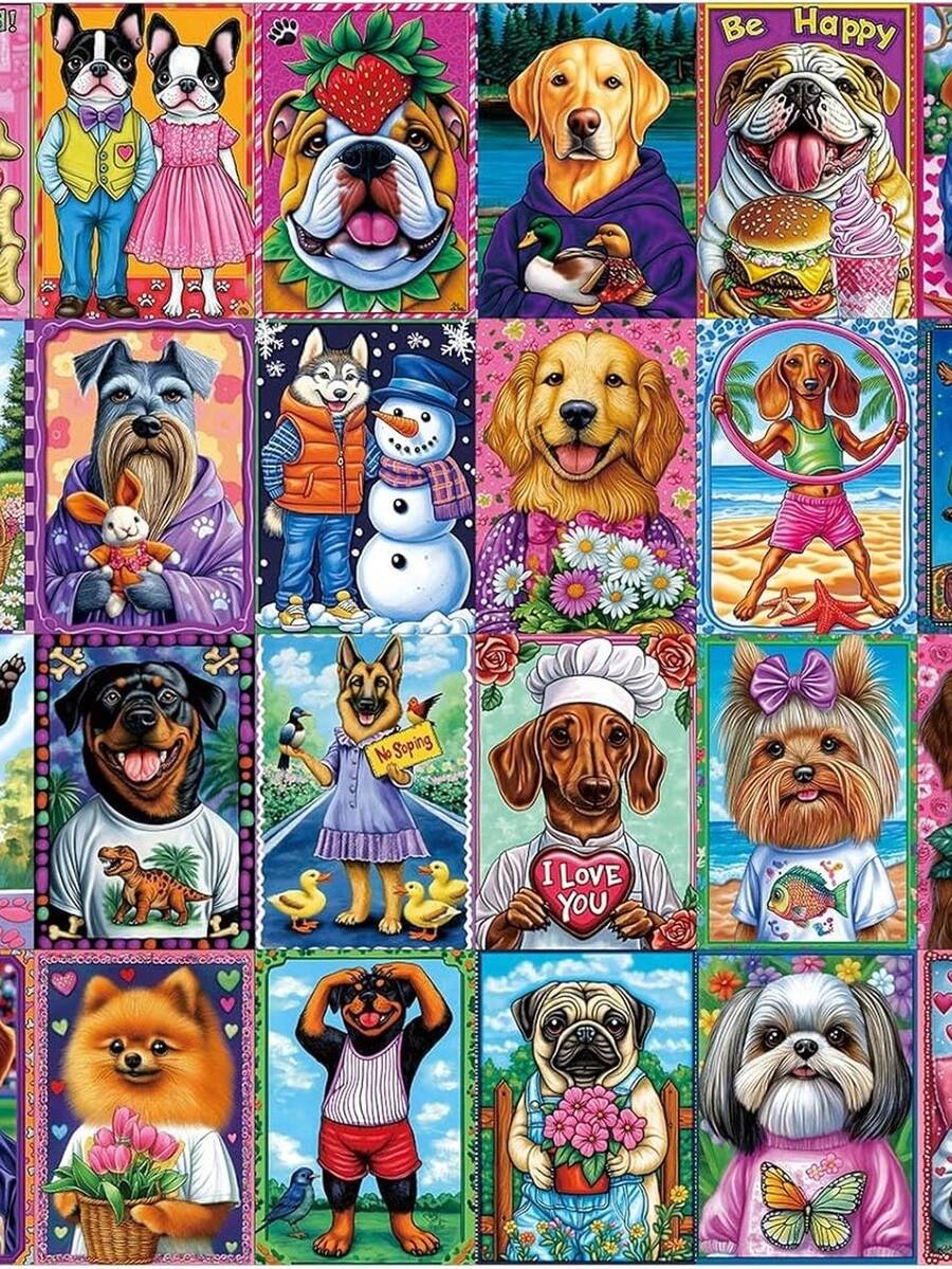 1000piece Dog Puzzle For Adul, Colorful Pet Portrai, Unique And Fun Dog Puzzles, Challenging And Fun Family Puzzles, The Perfechoice For Game Nigh.Looking For A Unique And Touching Gift This Stressrelieving Puzzle Designed SpecifiC1Ally For Adul Is The Perfechoice For S1omeone Special Or Yours. Whether As A Birthdaurprise, A Romantic VaL1entine's Day Gift, Or An Everyday DE1corat Piece For Your Home, It H1andles It All With Ease. - 白色 - 查看 1