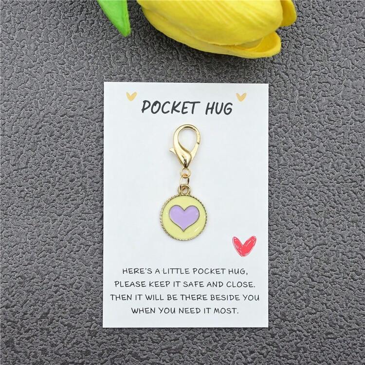 5pcs Random Color Mini Heart Pendant + 5pcs English Thanksgiving Greeting Cards, Alloy Small Heart Keychain, Suitable For Holiday Gift Set Bag Charm Accessoires Charms For Bag Teacher Gifts Festival Graduation Teacher Appreciation Gifts Birthday Mother Gifts Mothers Day Gift - Multicolor - View 7