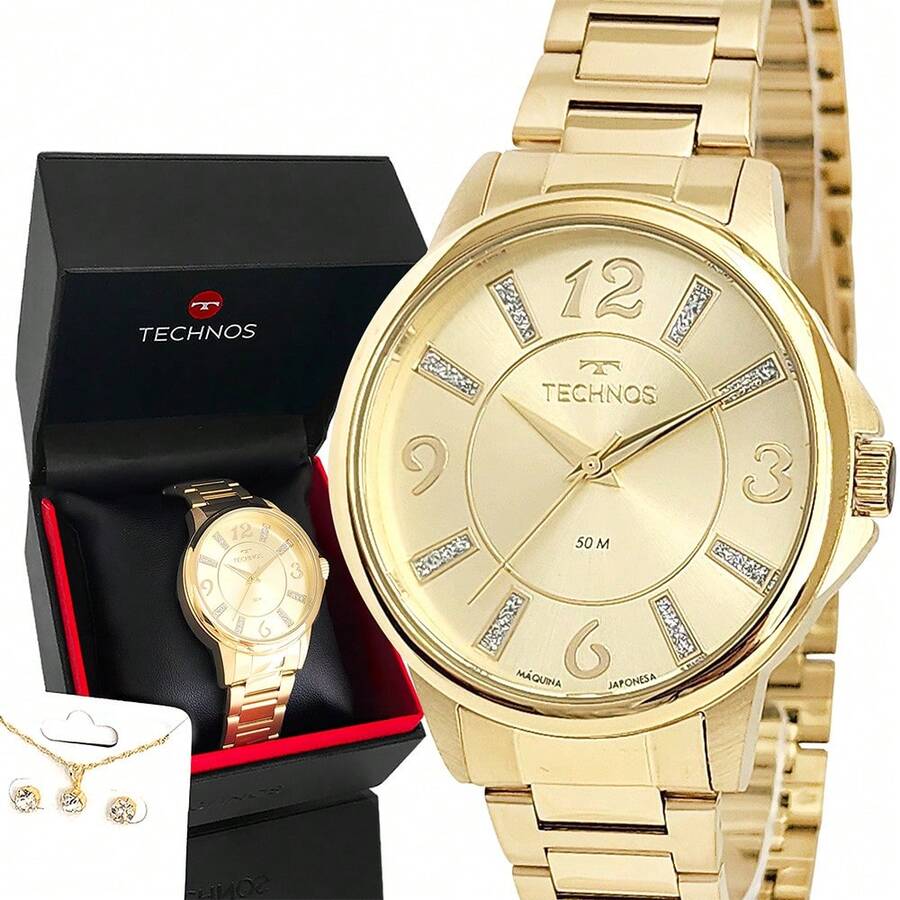 Relógio Feminino Technos Dourado Prova Dágua Top E Garantia - Dourado - Visão 1