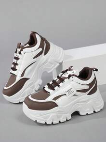 Giày thể thao đế dày đế xuồng Milad Color Series bằng da, đế dày màu nâu, thường ngày cho nữ - màu nâu - Xem 5