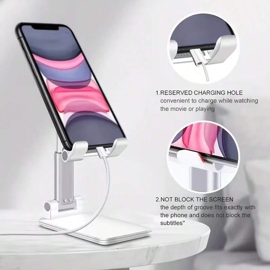1. Multifunctional Portable ABS Universal Phone Tablet Stand - Ergonomic Design, Foldable, Suitable For All Mobile Devices - Multifunctional Desktop Stand, Suitable For Home And Office Use / Adjustable Telescopic Phone Tablet Stand With Folding Support - Portable Desktop Height Adjustable Stand / Suitable For Smartphones, Tablets / Home Office, Gaming, Live Streaming / Suitable For Various Devices / Space Saving