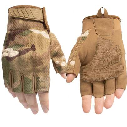 1 Pair Spring/Summer Outdoor Half-Finger Tactical Breathable Gloves, Sports Cycling Anti-Slip Fitness Multi-Function Gloves