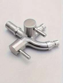 重型不锈钢双出水口水龙头，现代双把手灌溉水龙头，现代双把手设计，双出水口，冷热水独立控制，可连接水管 - 黑色 - 查看 9