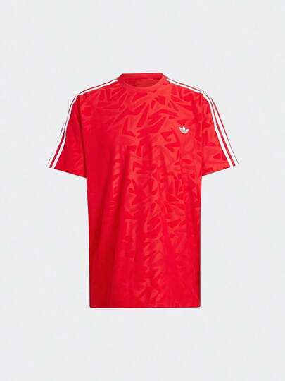 Adidas Camiseta de manga corta de cuello redondo holgada y casual con estampado de fútbol, cómoda para hombres IX7349