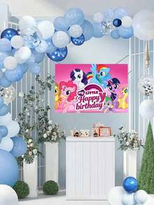 MY LITTLE PONY 小马宝莉生日背景幕布，适用于户外派对装饰、拍照背景、生日墙面装饰，尺寸100*150厘米，可悬挂拍照背景横幅，营造派对氛围，用作装饰道具、户外露营拍照背景、场景装饰横幅、道具展示等。 - 多款 - 查看 4