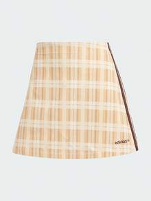Adidas Women's Retro Collegiate Style Patterned Casual Mini Skirt IX7414, Summer - Rocky Sandstorm Soil / Magical Light Brown / Wonderful White - View 1