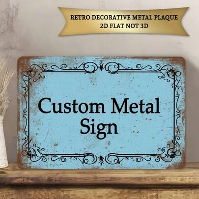Biển trang trí phẳng 2D - Phong cách retro tùy chỉnh, kích thước 30x20cm, chữ có thể tùy chỉnh, chất liệu nhôm, phù hợp với nhiều phong cách trang trí, tuyệt vời để trang trí tường và trưng bày khẩu hiệu.