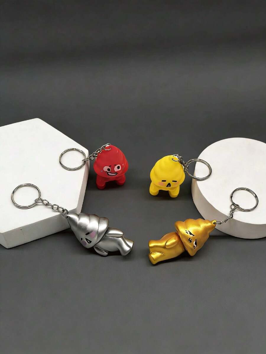 1pc/4pcs New Creative Poop Keychain, Bag Charm - Poop Doll Keychain - View 1