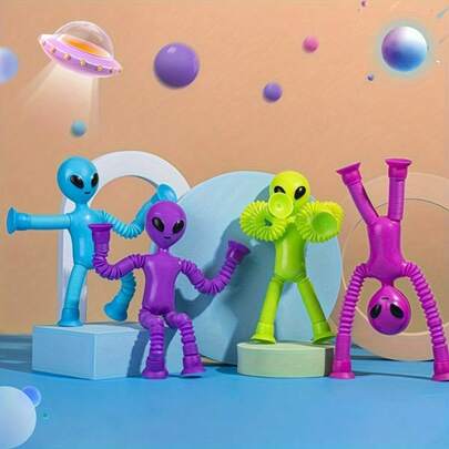 Expandable Robot Tactile Toy, Creative Alien Design Stretchy Tube, Soft Stress Relief Toy Suitable For Children, Educational Sensory Toy To Improve Focus And Imagination, Ideal As Back To School Gift, Classroom Reward, Treasure Box Prize, Party Favor, Stuffer, And Perfect Holiday Gift For Christmas, Halloween, Easter, Thanksgiving, And New Year