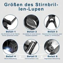 Diese Kopflupe Verfügt Über Einen Verstellbaren Winkel Und Vergrößerungsstufen Von 2,0x, 6,0x, 10,0x Und 24,0x. Sie Eignet Sich Für Präzisionsarbeiten Und Ist Ideal Für Uhrenreparaturen, Schmuckherstellung, Lötarbeiten, Lesen, Bastelarbeiten, Zahnärztliche Untersuchungen Und Den Hausgebrauch. - A - Übersicht 3