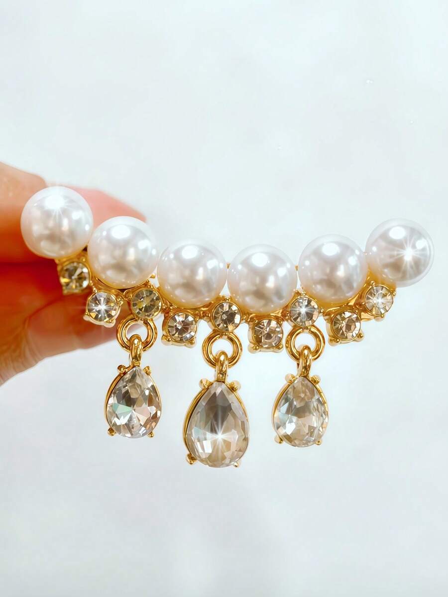 优雅仿珍珠流苏胸针，适合日常佩戴、聚会、派对和送礼。 - 金黃色 - 查看 1