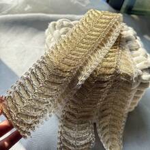 1.5 Yard Colorful Mesh Gold Thread Lace - Gold Embroidered, Suitable For Sewing, Knitting And Handicraft Projects - Gold - View 3