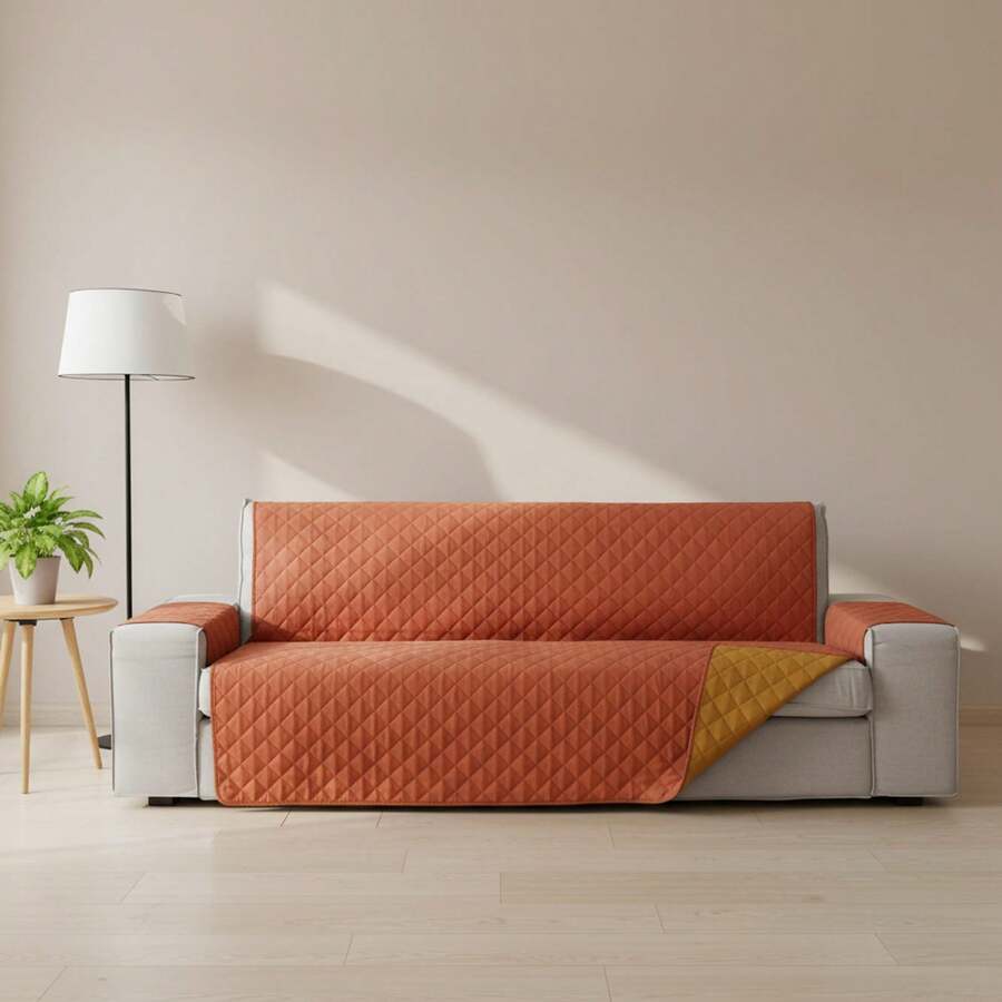 Kiva Padded And Reversible 3-Seater Sofa Cover, Various Colors Available - Premium Sofa Protector, Fitted, Durable And Elegant Material - Norwegian Tile - View 1