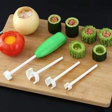 4-In-1 Multifunctional Fruit & Vegetable Pitter Set, With High-Strength Plastic Handle And Replaceable Screw Heads, ABS Material Pitter Suitable For Zucchini, Cucumber, Apple, Pear And Other Produce - Kitchen Tool Accessory - Multicolor - View 13