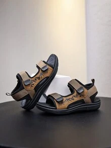 Adjustable Hook And Loop Strap Sports Sandals For Teenage Boys, Lightweight And Convenient - Brown - View 7