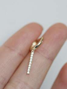 1 Peça Brincos de Mulher em Prata 925 - Brincos Pendentes com Barra Reta e Pedra CZ, Adequado para Uso Diário, Presente Perfeito para Namorada, Mãe ou Irmã - brinco único - Visão 8