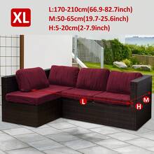 1pc Corn Kernel Jacquard Outdoor Sofa Seat Cushion Cover, Water-Resistant Solid Color Polyester Elastic Removable Half-Wrapped Sofa Cushion Cover, For Patio, Terrace, Garden Sofa - Burgundy - View 11