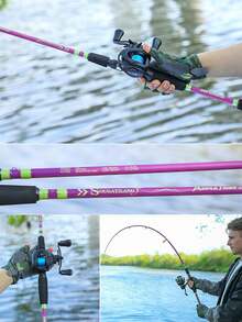SOUGAYILANG 1.8m/5.9ft Ultralight Fishing Rod - Suitable For Freshwater And Saltwater Fishing Beginners, With EVA Handle And Ceramic Guides - Purple - View 5