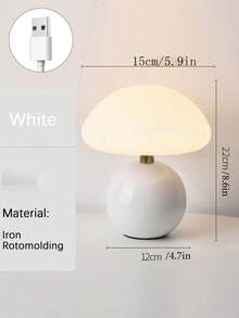 USB Pilz-förmige LED Schreibtischlampe, weiße minimalistische Stimmungsbeleuchtung geeignet für Schlafzimmer und Studentenwohnheim - Einheitsgröße - Übersicht 12
