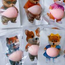 Hình dán trang trí điện thoại hình chú chó Corgi 3D mềm mại, màu hồng nhạt, thích hợp để bóp bụng và trang trí nhà cửa. - Nhiều màu - Xem 2