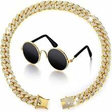 Adjustable Durable Pet Collar, Classic Cuban Chain Zinc Alloy Material, Suitable For Cats And Dogs, Versatile Daily Wear, Cool Hip-Hop Style - Multicolor - View 7