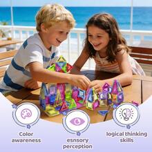 Set de bloques magnéticos con ventanas brillantes, ayuda didáctica de percepción de colores para niños de 3+, diseño de transmisión de luz + textura brillante para estimular el desarrollo visual - Multicolor - Ver 4