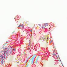 PatPat Family Matching Outfits Set Tropical Flora Print Short-Sleeve Collar Shirt Or Halter Belted Dress For Summer Vacation - Beige - View 8