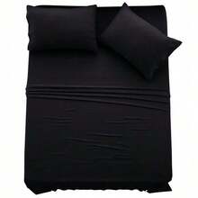 DECOR 4 Pc Solid Color Plain Bed Sheets - Brushed Microfiber Sheet Set With Pillowcases, Deep Pocket Bedding Set Ultimate Comfort - Lightweight And Breathable Cooling Sheet Set Everyday Use - Graduation Gifts, Home Decor, Back-To-School, Cozy Bedroom Essentials, Everyday Comfort, Ideas, Luxury Bedding, Valentine's Day Bedroom, Spring Bedding Refresh, Guest Room Essentials, Dorm Room Bedding, Premium Bed Linens, Easy Care Sheets, Fabric, Year-Round Comfort, Master Bedroom Update, Matching Bedding Set, Hotel Quality Linens, Simple Style, Daily Living, Family Home TXQC - 藍色 - 查看 6