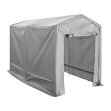 Easy Assembly Outdoor Peak Roof Storage Shed Spray Coated Steel PE Water Repellent Anti UV Anti Rust Storage Shelter Multifunctional Garage Tent For Bike Motorcycle Garden Tools Pool Supplies - Grey - View 9