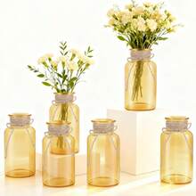 Vintage Glass Flower Vase, Farmhouse Glass Centerpiece Vases Mason Jars For Weddings, Parties & Home Decor Bulk (12, Transparent)  Bud Vases For Flowers For Rustic Wedding KDW8 - 金子 - 查看 1