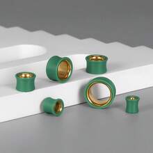2 chiếc khuyên tai dạng ống loe đôi màu xanh lá cây, làm bằng thép không gỉ, không gây dị ứng, thích hợp làm quà tặng cho cả nam và nữ. - tròn - Xem 10