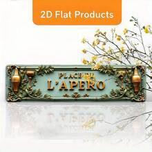 2D复古金属平面标牌“PLACE DE L'APERO”，时尚墙面装饰牌，尺寸（10X40厘米/3.9X15.7英寸） - 适用于家居装饰、浴室、厨房、办公室、咖啡馆、农舍风格，独特礼品推荐 - A - 查看 3
