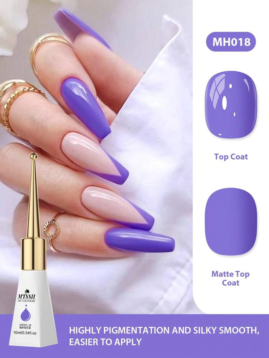Mtssii 1pc 10ml Fluorescent Neon Color Gel Nail Polish, HEMA TPO FREE Semi Permanent Soak Off UV Gel Varnish For Summer Nails, Long Lasting, Lead-Free DIY Nail Art Design All For Decoration, Manicure Painting Gel For Salon And Home Nail Supplies - 紫色 - 查看 1