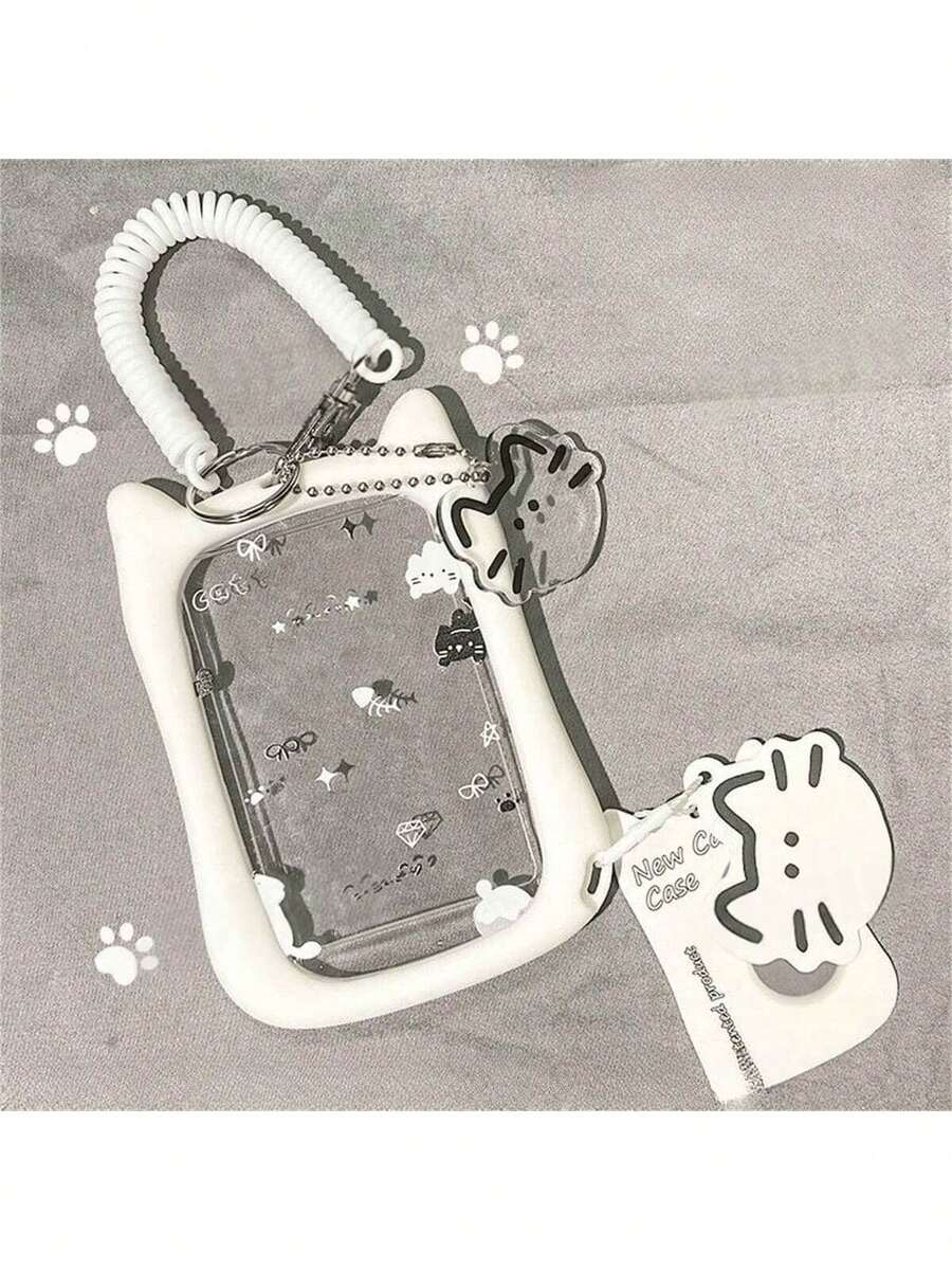 1 chiếc móc khóa đựng thẻ ảnh hình mèo dày dặn, chống rơi, làm bằng silicon acrylic, dùng cho học sinh, thẻ sinh viên, thẻ trường học, đồ dùng học tập. - A - Xem 1