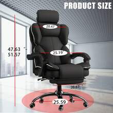 Ergonomic Executive Office Chair, Microfiber Leather Computer Chair With Footrest For Work - 五個輪子的人體工學辦公椅 - 查看 8