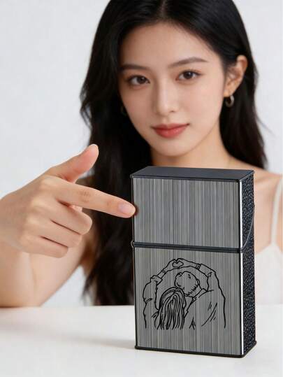 Hộp đựng thuốc lá họa tiết sáng tạo, thiết kế cá tính thời trang, hộp đựng thuốc lá bằng nhựa nắp gập tiện dụng, chứa được 20 điếu thuốc - loại thường 84mm/loại nhỏ 100mm, hộp đựng thuốc lá phong cách dành cho người hút thuốc, món quà lý tưởng cho bạn trai, Ngày của Cha, đồng nghiệp, các dịp lễ.