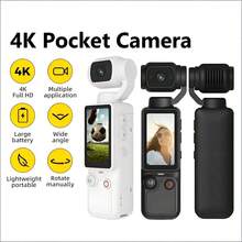 Máy quay phim bỏ túi độ phân giải cao 4K với màn hình 1.9 inch và khả năng xoay 180° - Hỗ trợ quay video 4K, thẻ nhớ SD 32GB, sạc USB-C, ổn định hình ảnh kỹ thuật số, tự động lấy nét, phù hợp cho các hoạt động thể thao ngoài trời, quay video, du lịch và nhiều hơn nữa - Máy quay vlog di động - Nhiều màu - Xem 2