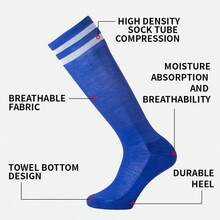 1 Paar Fußballsocken für Jugendliche & Erwachsene, atmungsaktiv und rutschfest, geeignet für Outdoor-Aktivitäten wie Radfahren, Wandern, Laufen, Fußball, bunte lange Fußballröhrensocken, unisex - Verschiedenfarbig - Übersicht 2