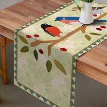 夏季波西米亚樱桃鸟桌布，抽象海滩餐桌罩，室内厨房桌面 - 彩色 - 查看 8