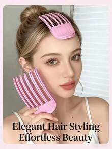 1/2pcs Painless Hair Root Styling Slouchy Bun Hairpin, Plastic Comb, Won't Damage Hair, Suitable For Bangs & Fluffy Hair - Fluffy Clip - View 4
