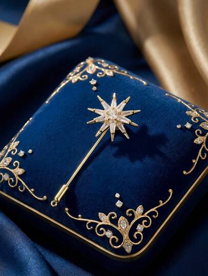 Trâm cài áo hình ngôi sao tám cánh bằng đồng đính đá Zirconia sang trọng dành cho nam giới, kiểu dáng thời trang, thích hợp cho tiệc tùng, phụ kiện thời trang/huy hiệu kỷ niệm họp mặt bạn bè, quà tặng mới.