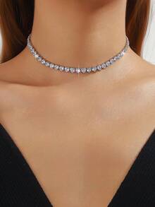 1 chiếc vòng cổ nữ hình mắt đá zirconia, đa năng, phù hợp cho cả trang phục hàng ngày và dạ hội. - JXJL21349 Trái Tim Trắng - Xem 8