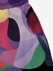Pantalones cortos de playa casuales de moda para hombre con estampado artístico, cintura elástica con cordón, bolsillos inclinados y forro de malla - Multicolor - Ver 6
